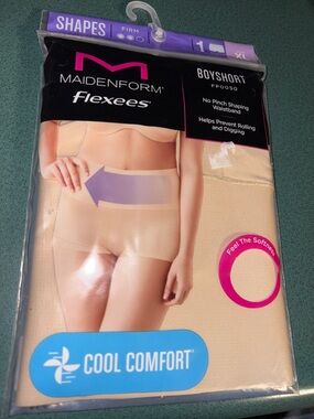 New XL Maidenform Flexees Cool Comfort Boyshort Beige flexees shapewear panty
